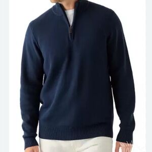 Hawker Rye Blue Zip Up Sweater with Stand-Up Collar